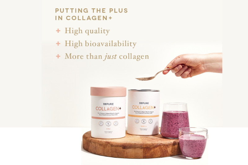 BePure Collagen+ packs with smoothies