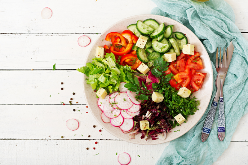Plate of healthy salad, vegetables