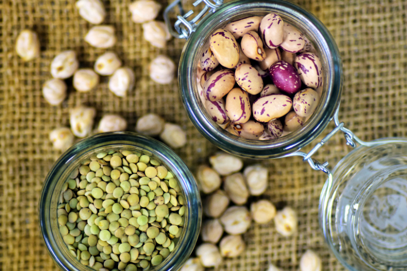 Beans and legumes in jars