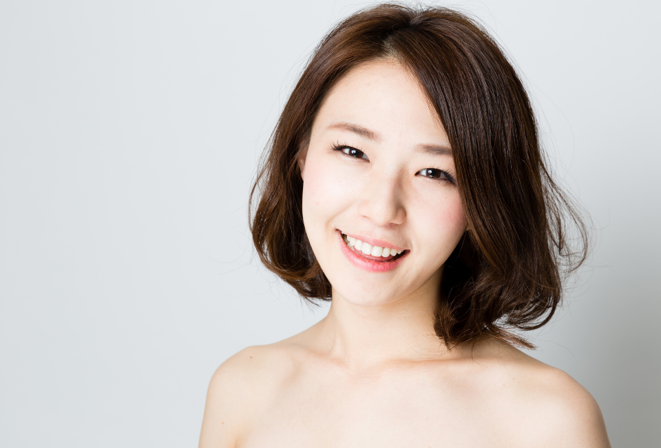 Asian woman smiling beauty skincare