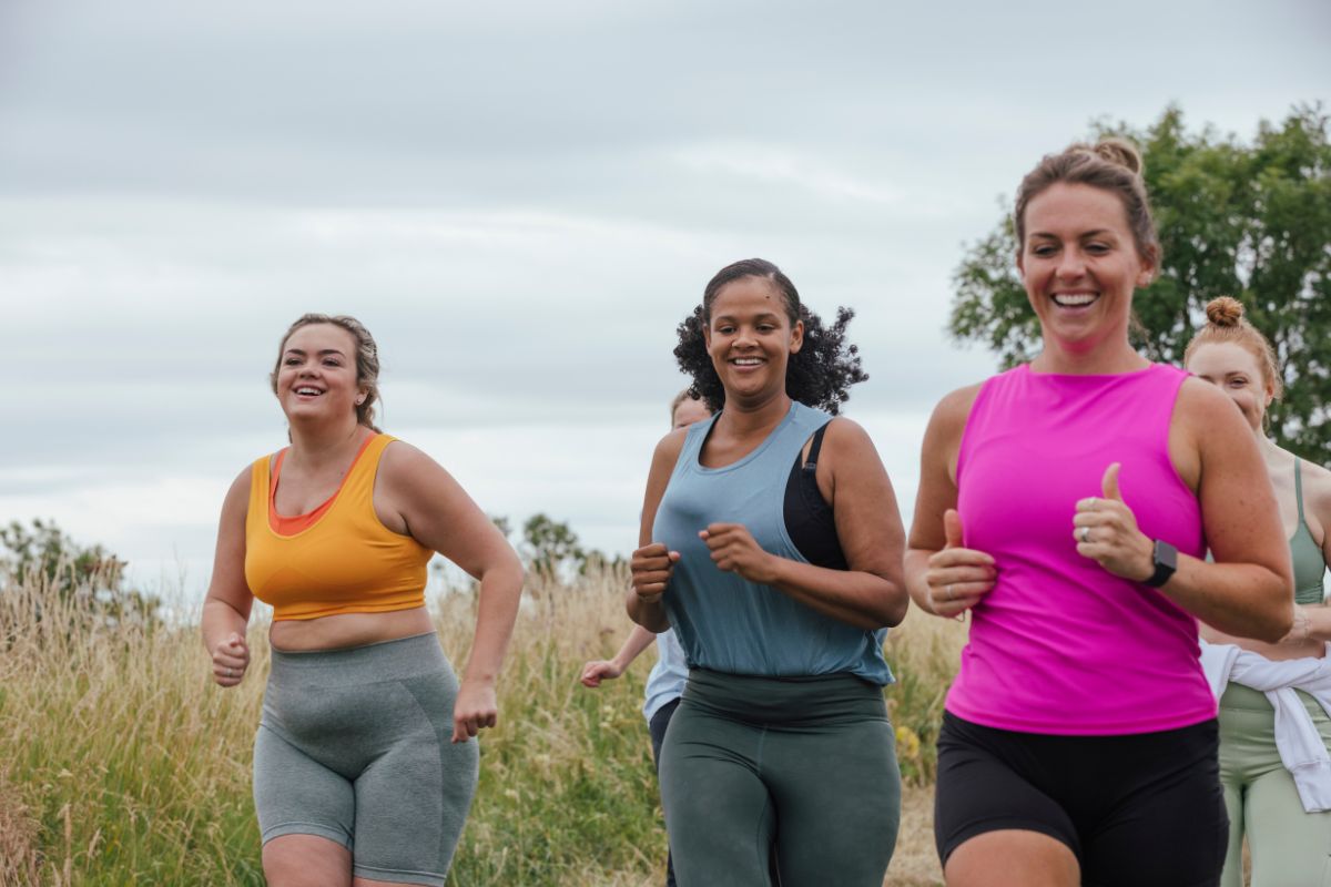 Group of women running outside